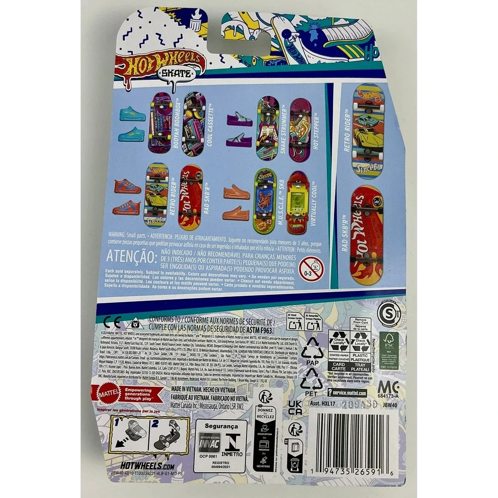 Hot Wheels Skate Fingerboard 2 Pack Rad Sk8 Retro Rider Mattel New‎